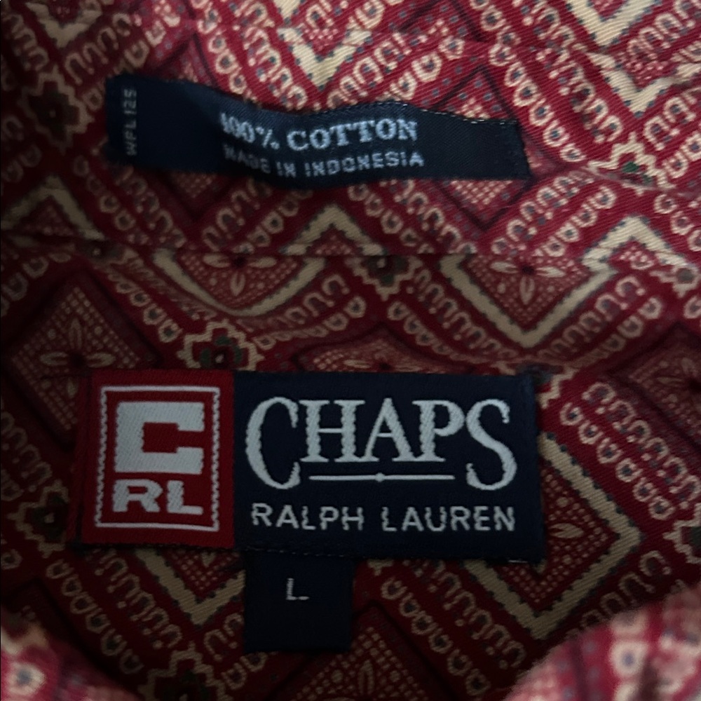 Chaps Red Patterned Button-Up Shirt - image 2